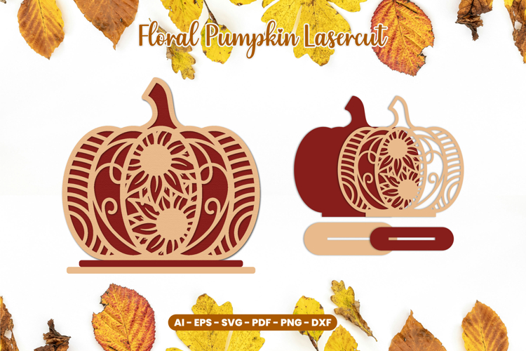 Autumn Floral Pumpkin Laser Cut SVG | Standing Fall Decor