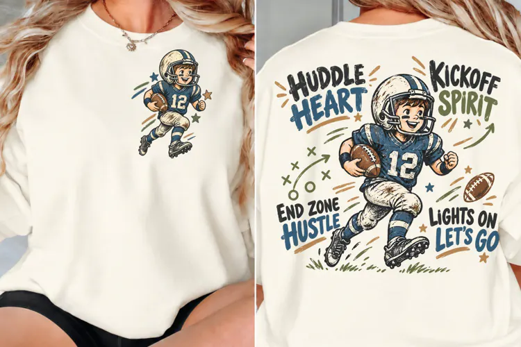 Football Boy Front Back Shirt PNG, Youth Football Chest Back