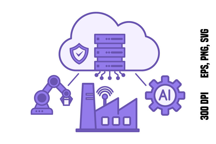 Purple Cloud Computing Industry Icon example image 1