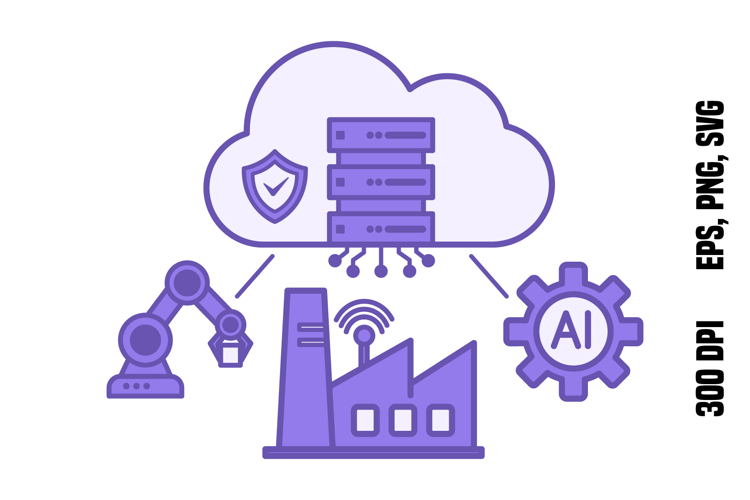 Purple Cloud Computing Industry Icon