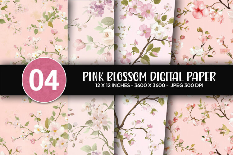 Pink Blossom Digital Paper example image 1