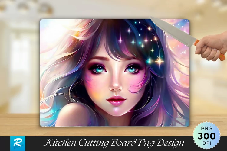 Cute Girl Cutting Board Sublimation Design