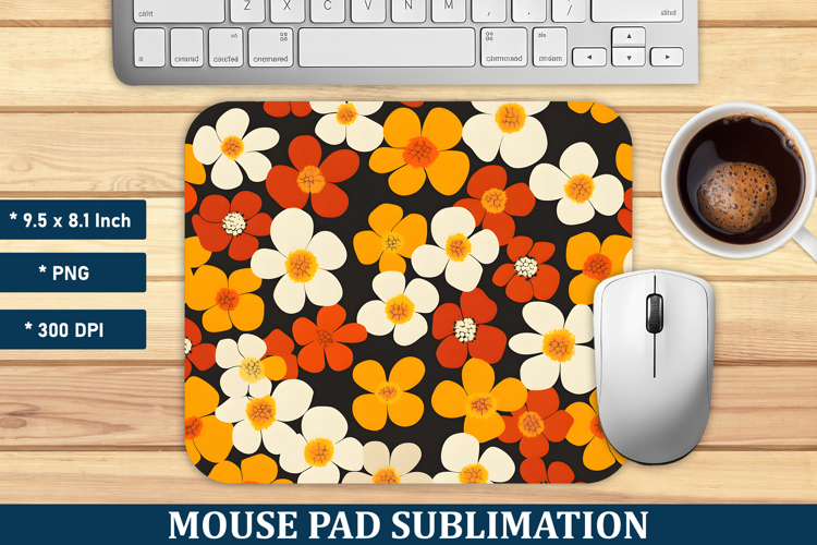 70s Flower Pattern Mouse Pad | Mouse Pad Sublimation