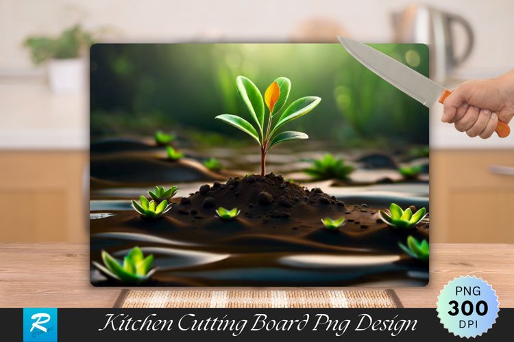 Plant Grows on Mud Cutting Board Sublimation Design