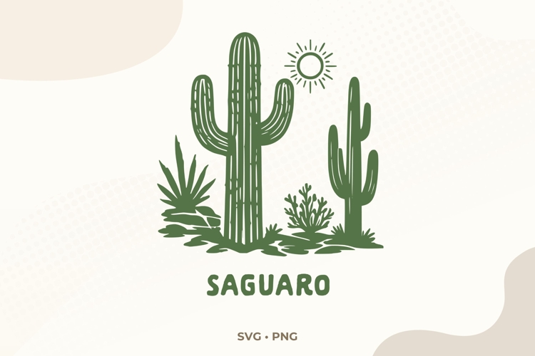Saguaro SVG | Desert Cactus Illustration | Arizona PNG