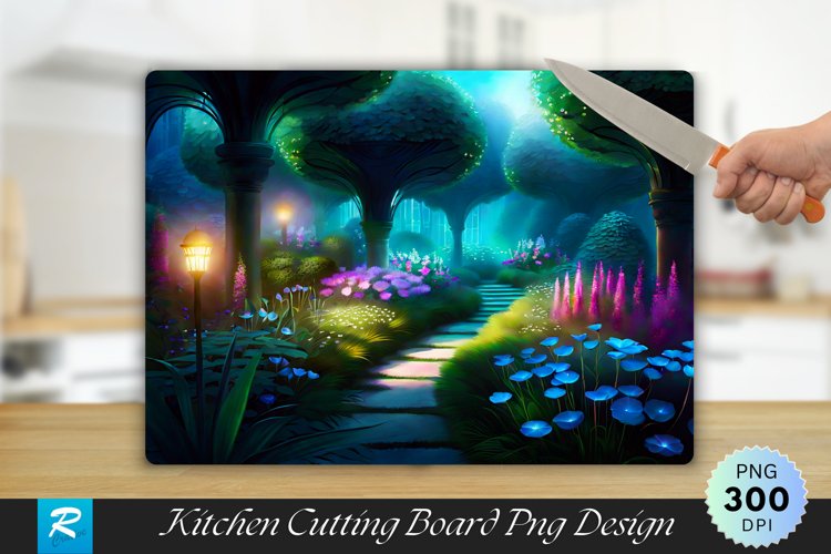 Soft Glow Garden Cutting Board Sublimation Design example image 1