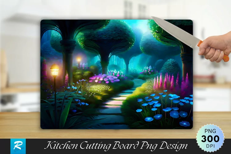 Soft Glow Garden Cutting Board Sublimation Design