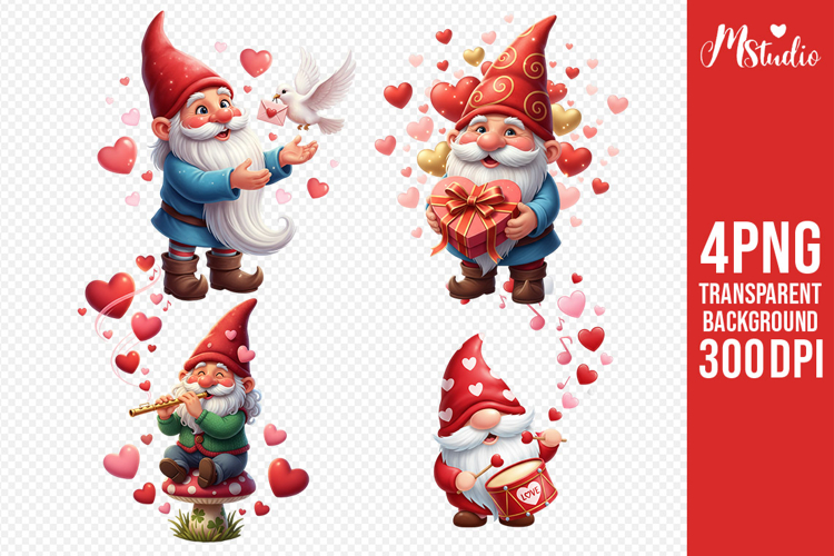 Valentine Gnome PNG Cute Love Gnomes Clipart