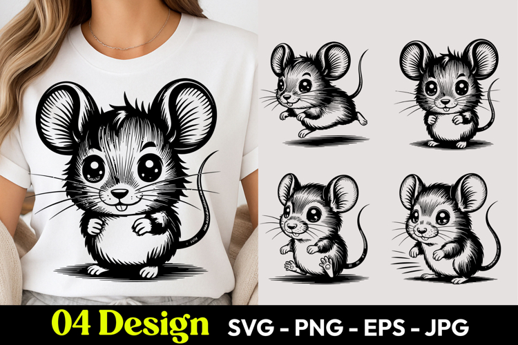 Kawaii Mouse Cartoon SVG PNG