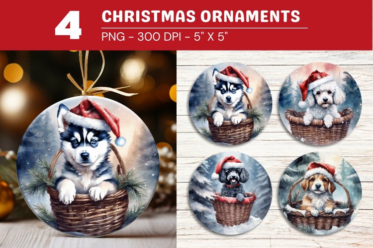 rounded christmas ornament puppy dog example image 1