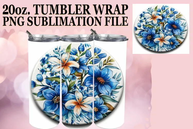 Fresh Blooms Denim Tumbler Sublimation 20oz
