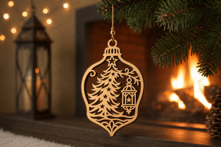 Christmas Tree Ornament Laser Cut SVG , Christmas tree SVG example image 1