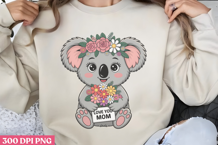 Love you, mom PNG, Cute Animals Mothers Day Clipart PNG