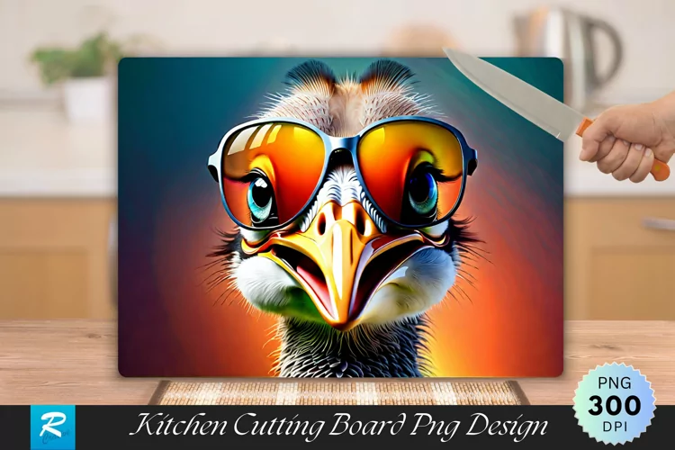 Ostrich Cutting Board Sublimation Design