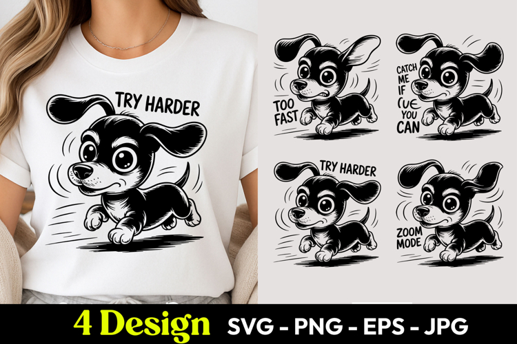 Try Harder Funny Dog SVG PNG