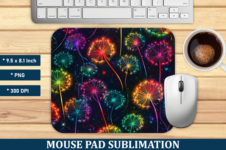 Neon Dandelions Pattern Mouse Pad | Mouse Pad Sublimation