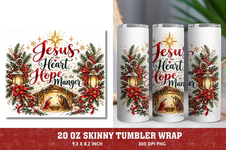 Light of the World 20oz Tumbler Wrap, Christian Christmas Na