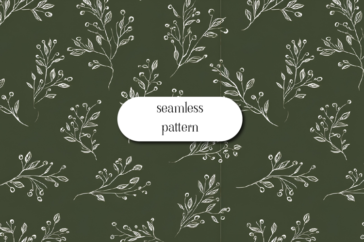 Botanical Seamless Pattern White Leaves on Green Design