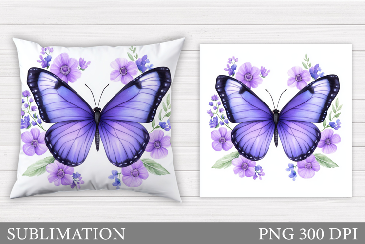 Butterfly Flowers Sublimation. Butterfly Pillow Sublimation