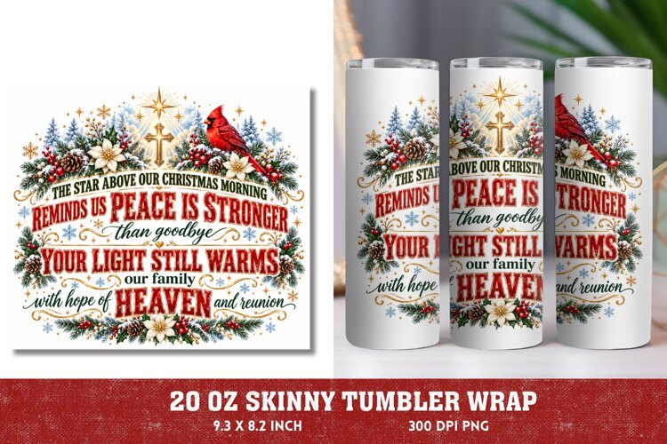 Christmas Memorial 20oz Tumbler Wrap, Remembrance Christmas example image 1