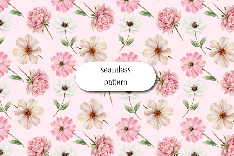 Orange Yellow Floral Seamless Pattern Watercolor Design