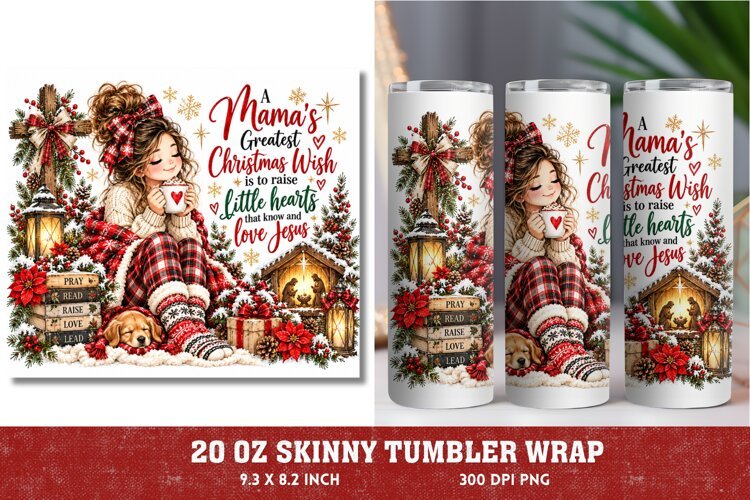 Blessed Mama Christmas 20oz Tumbler Wrap, Christian Mom Chri example image 1