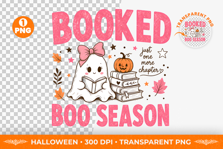 Booked Boo Season Halloween Sublimation T-Shirt Design PNG
