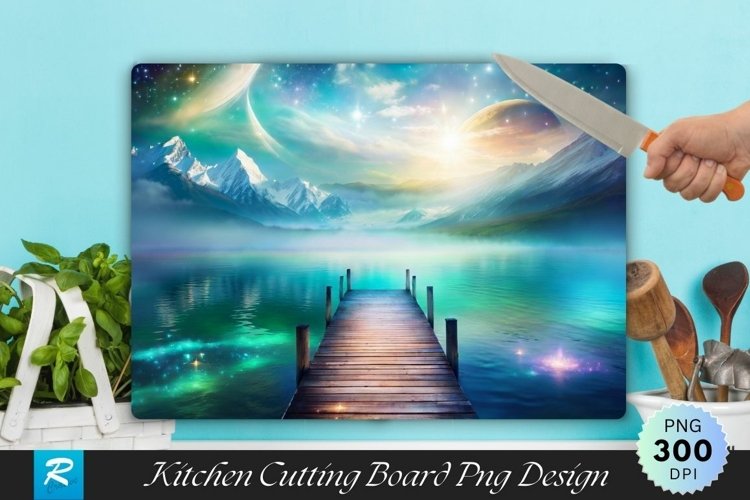 Wooden Pier Background Cutting Board Sublimation Design example image 1