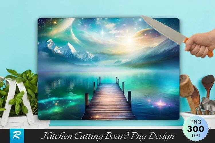 Wooden Pier Background Cutting Board Sublimation Design