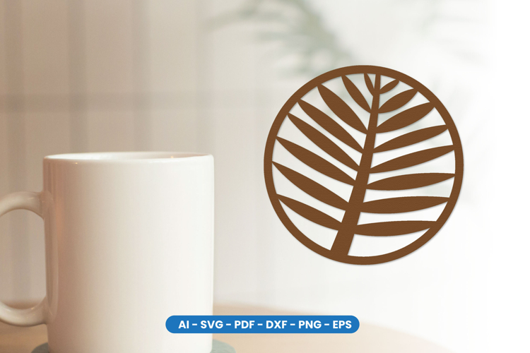 Botanical Floral Round Coaster Laser Cut SVG