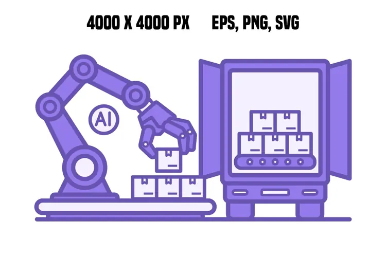 Purple Automated Cargo Loading Icon