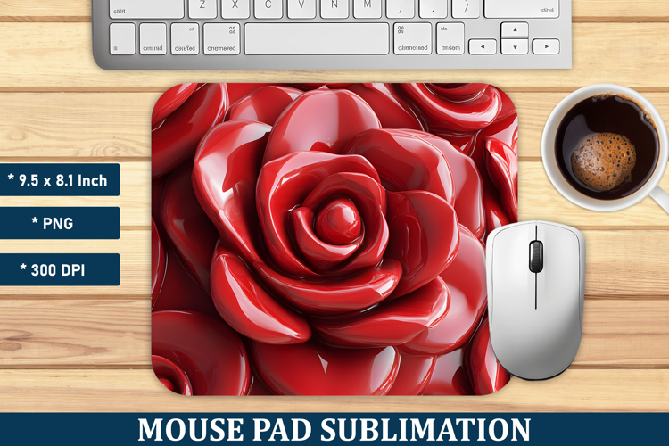 3D Inflated Rose Mouse Pad | Mouse Pad Sublimation
