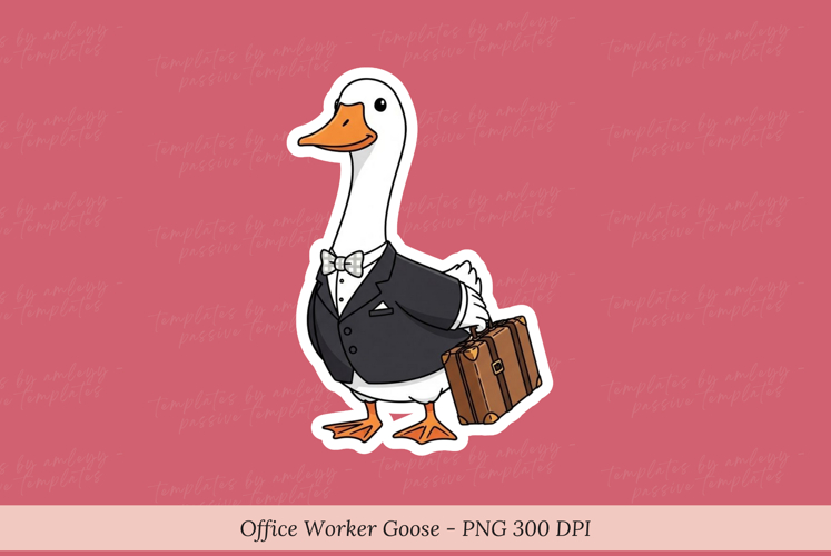 Office Worker Goose Sticker sublimation Png