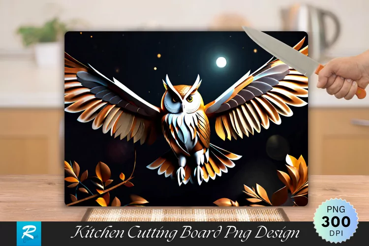 3D Owl Cutting Board Sublimation Design