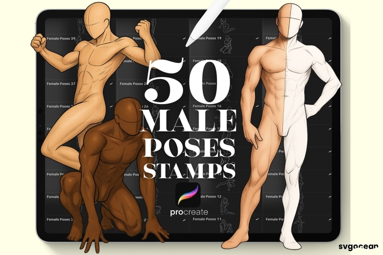 Male Pose Procreate Brushes | Figure | Stamps