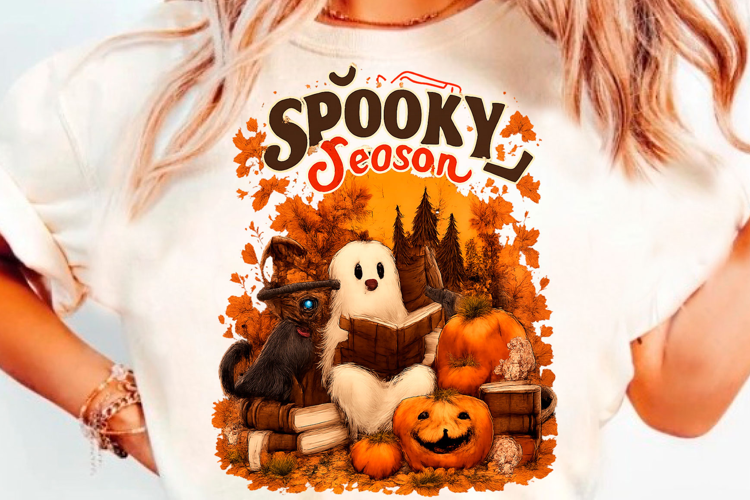 Spooky Season Halloween Ghost Pumpkin T-Shirt Design