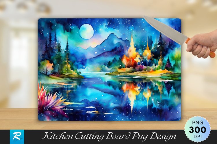 Watercolor Painting Cutting Board Sublimation Design example image 1