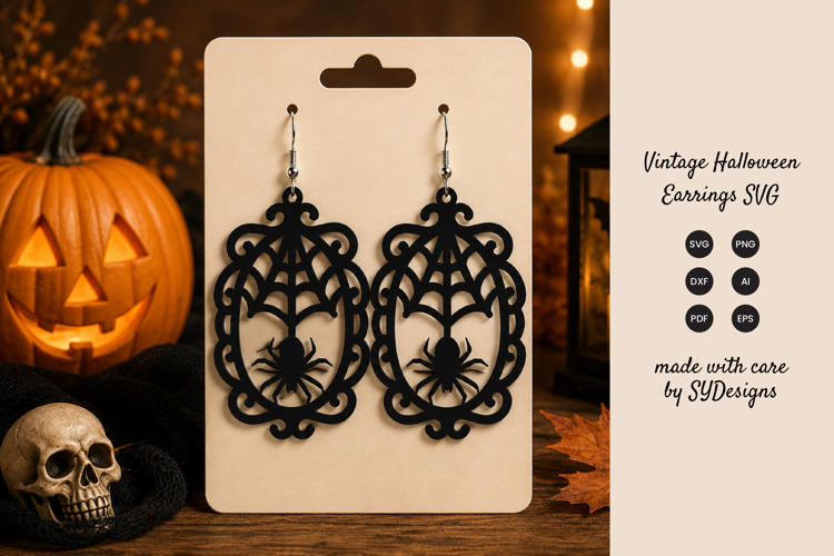 Vintage Halloween Earrings SVG - Laser Cut Spooky SVG