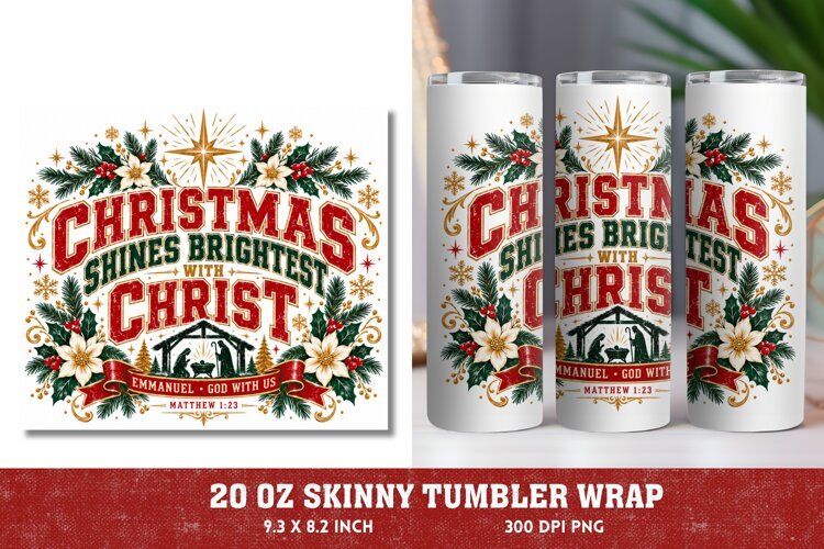 Heaven Sang Christmas Tumbler Wrap, Christian Nativity 20oz example image 1