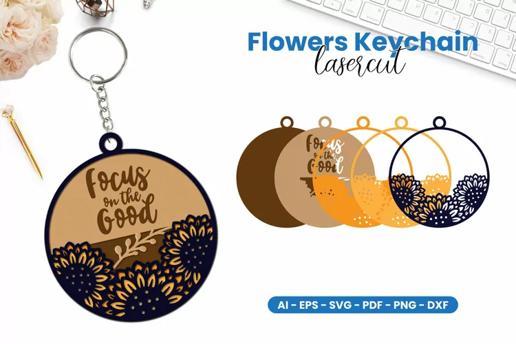 Flowers Keychain Lasercut SVG