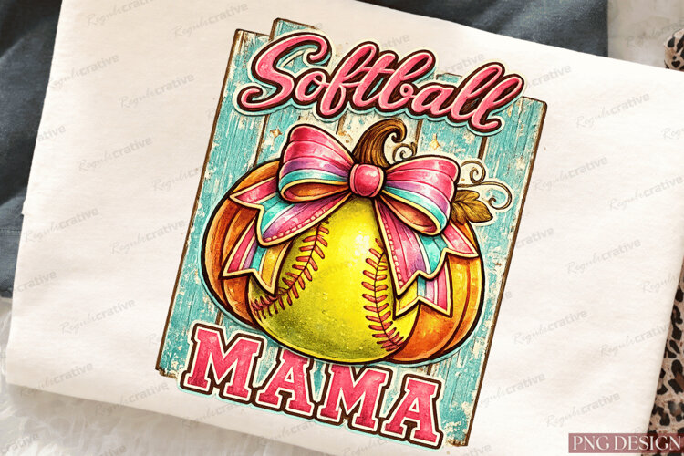 Preppy Softball Mama Sublimation Design,Preppy Softball Mama example image 1