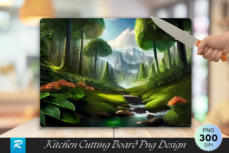 3D Nature Cutting Board Sublimation Design