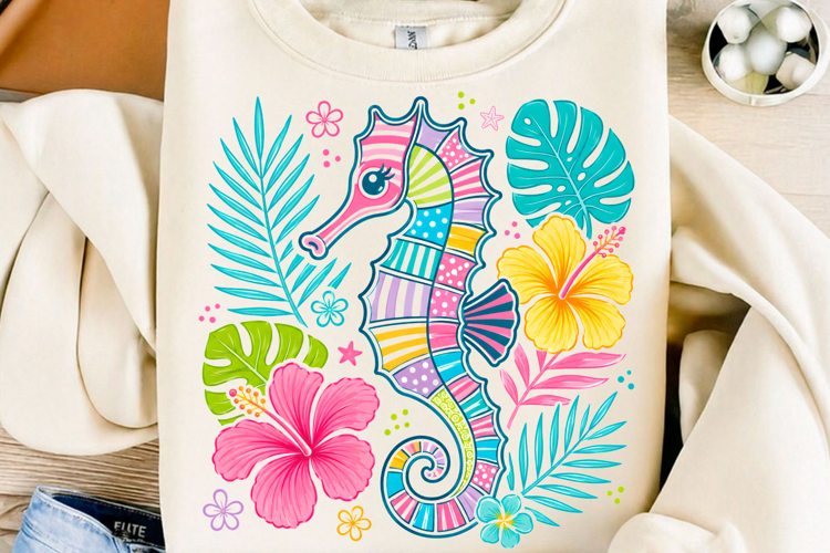 Tropical Seahorse Summer PNG