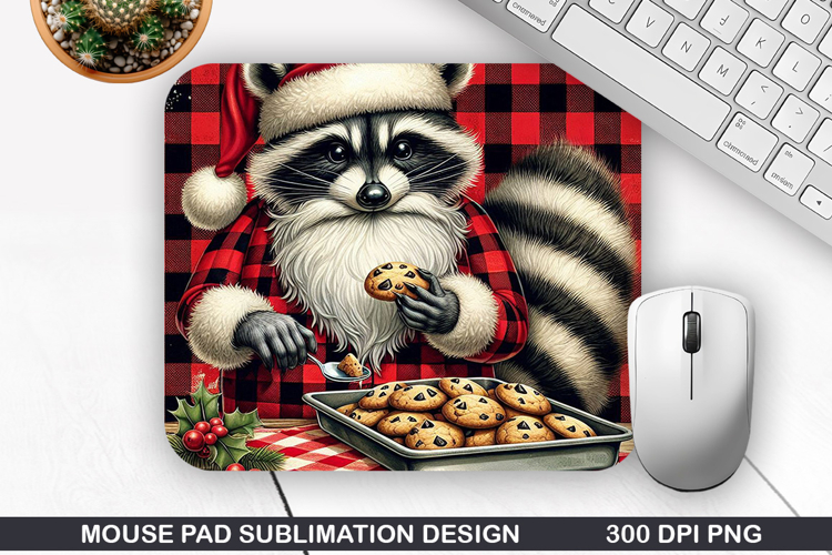 Racoon Mouse Pad Sublimation, Christmas Mouse Pad PNG