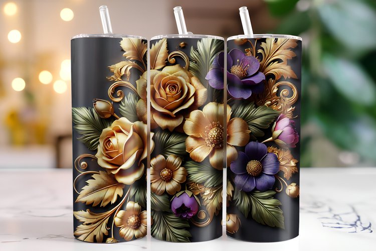 Flowers Tumbler Wrap | Sublimation | Tumblers example image 1