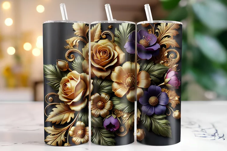 Flowers Tumbler Wrap | Sublimation | Tumblers