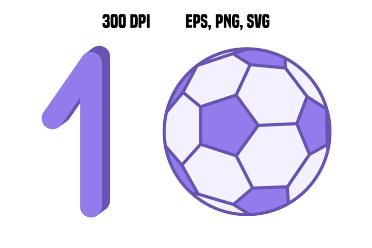 Purple Number One and Soccer Ball example image 1