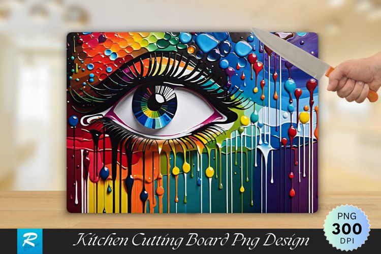 Colorful Eye Cutting Board Sublimation Design example image 1