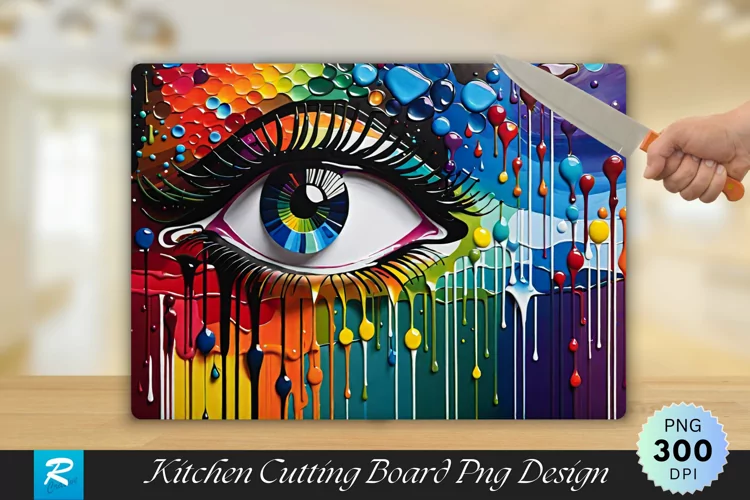 Colorful Eye Cutting Board Sublimation Design