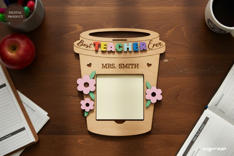 Cup Note Pad Holder Laser Cut | Glowforge | Gift